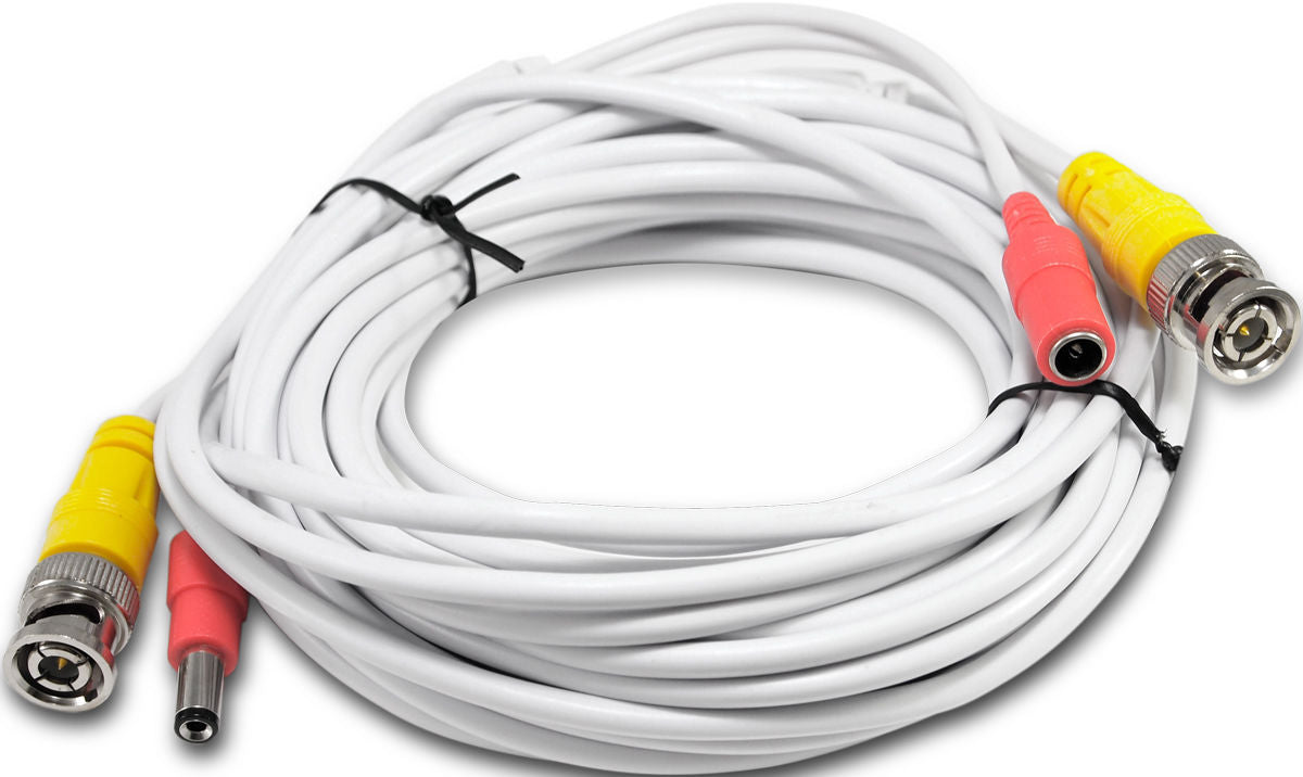 Pre-Made HD 25ft White  Support HD-CVI, HD-TVI, AHD.