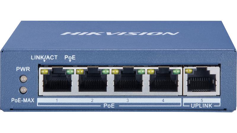 Hikvision 4-Port Gigabit PoE-Compliant Unmanaged Network Switch (DS-3E0505P-E)