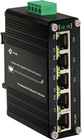 Industrial 5 Ports Gigabit PoE Switch - Hardened RJ45 10/100/1000Mbps 802.3at 30W/Port Ethernet Din Rail Mount PoE+ Unmanaged 10Gbps Switching Capacity