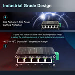 Industrial 5 Ports Gigabit PoE Switch - Hardened RJ45 10/100/1000Mbps 802.3at 30W/Port Ethernet Din Rail Mount PoE+ Unmanaged 10Gbps Switching Capacity - image 6