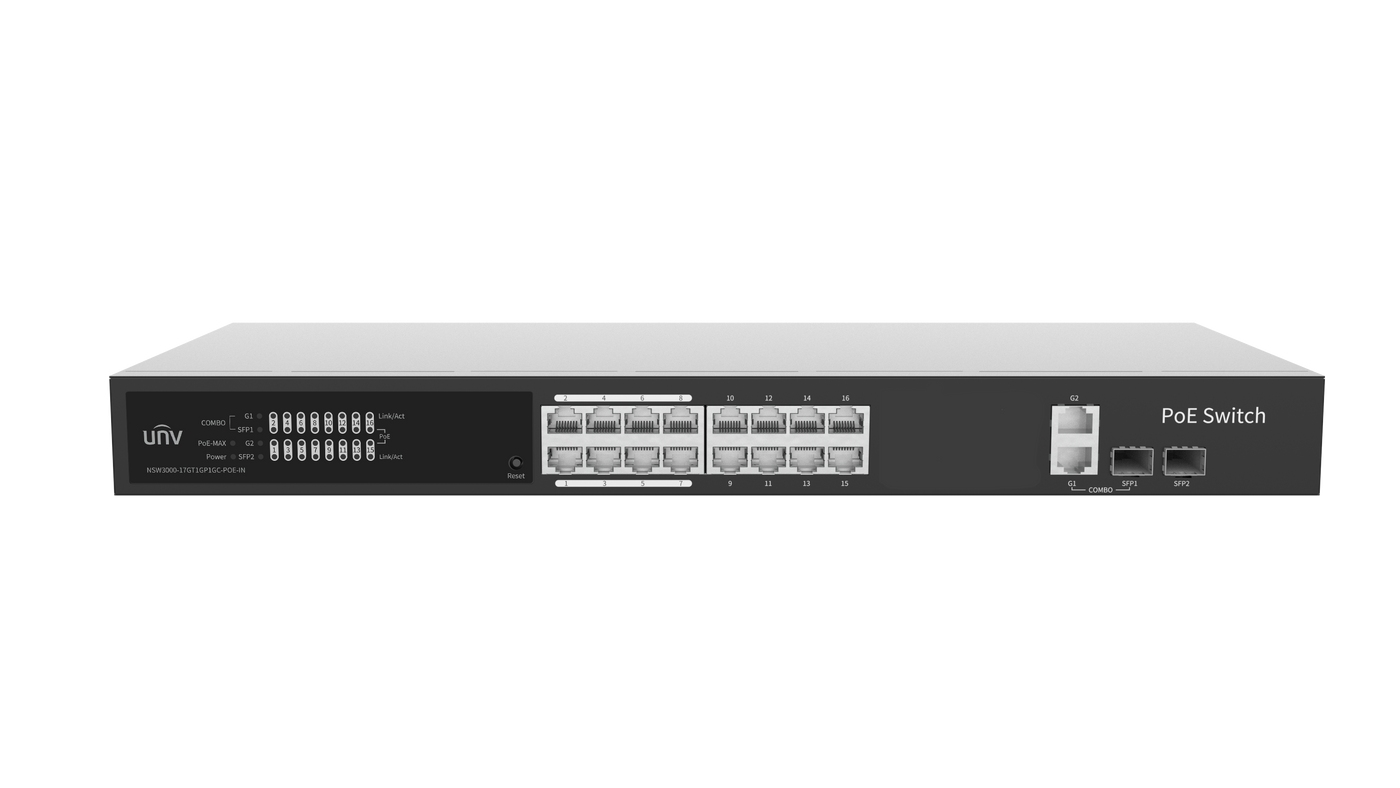Uniview 16 Port Cloud Managed Gigabit PoE Switch (NSW3000-17GT1GP1GC-POE-IN) - image 3