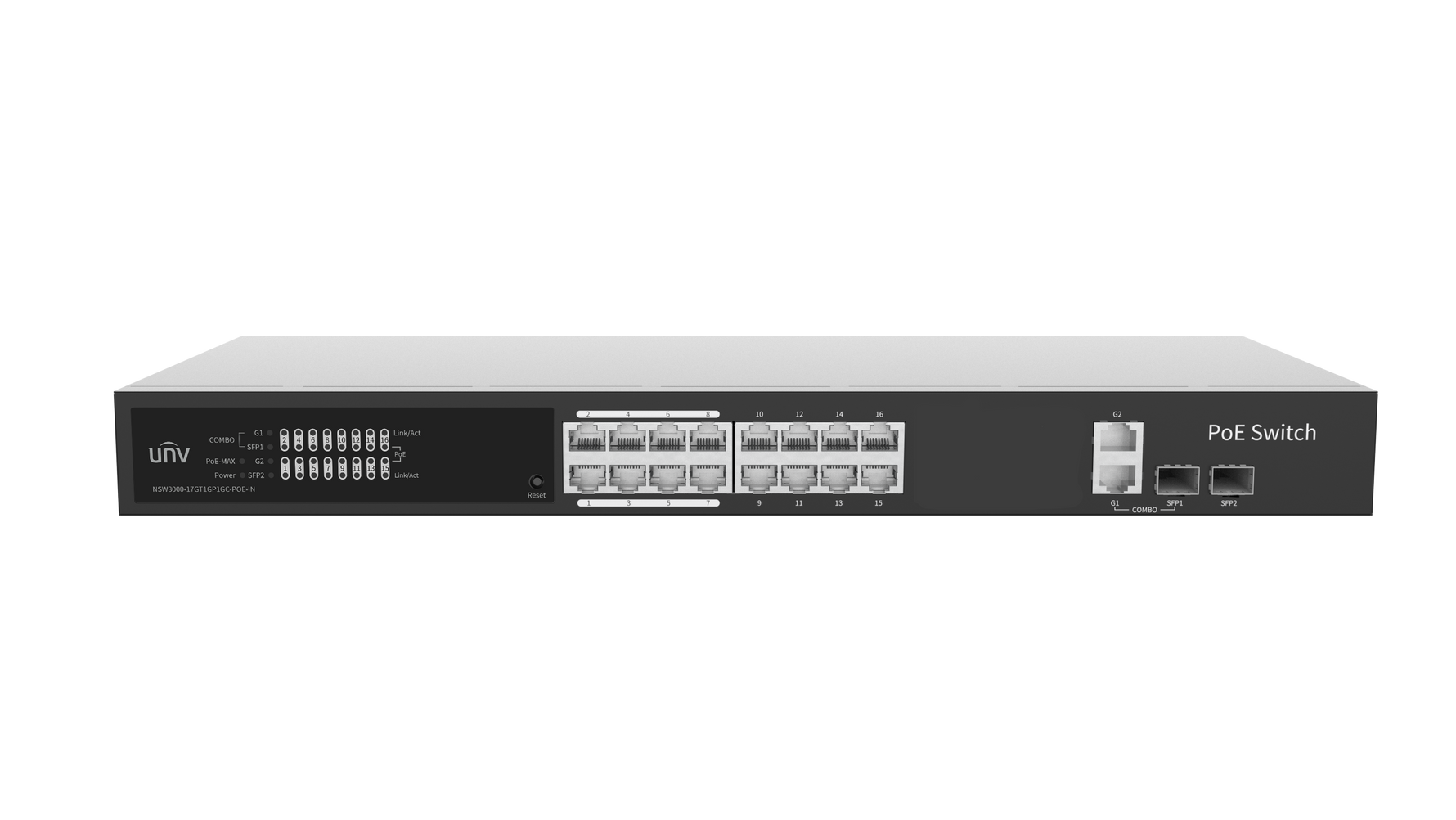Uniview 16 Port Cloud Managed Gigabit PoE Switch (NSW3000-17GT1GP1GC-POE-IN) - image 3