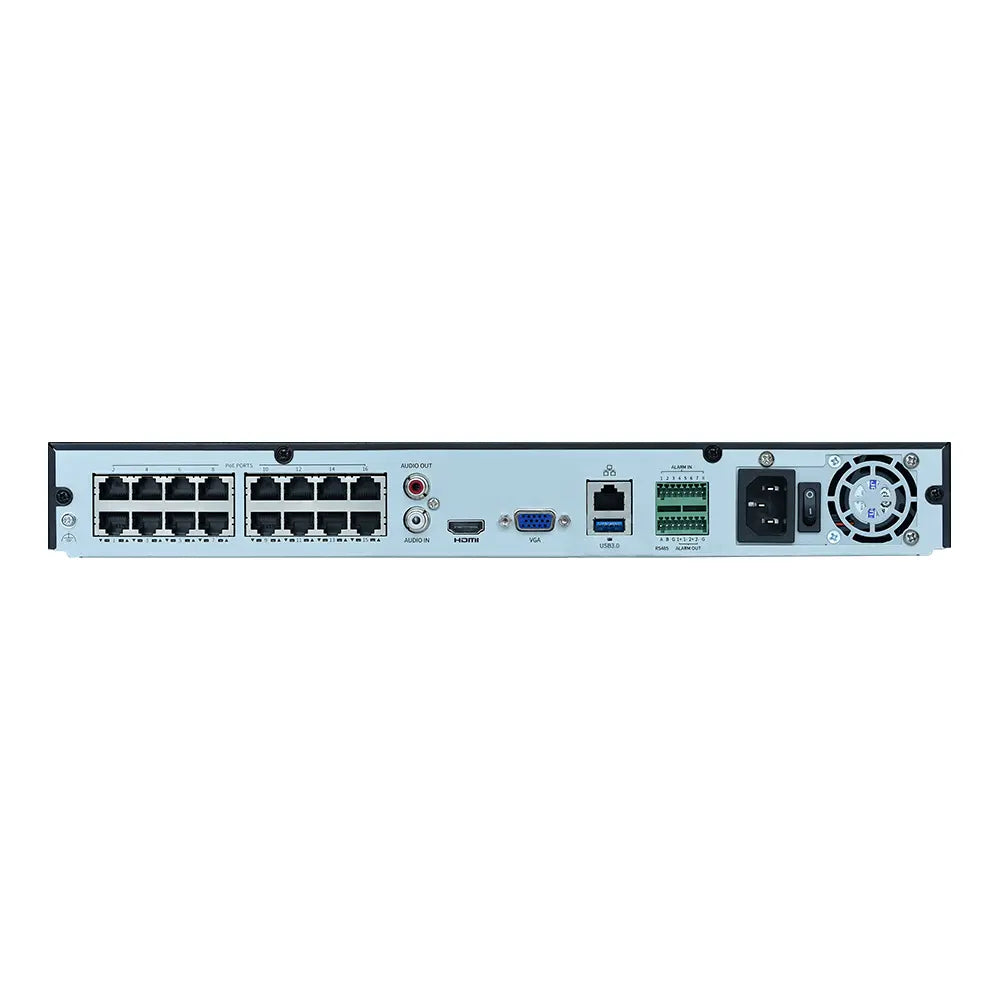UNV NVR502-16B-P16-IQ 16-Channel 16MP AI NVR – 16-Port PoE, 2-Bay — NDAA Compliant