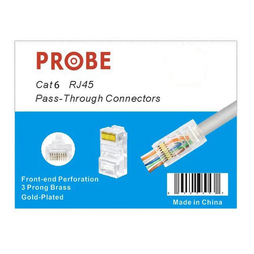 Cat6 RJ45 pass through Modular Plug 50 Pc (P-RJ4506-50)