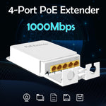 PoE-BT14G 5-Port Outdoor Gigabit PoE Extender | 1-In 4-Out